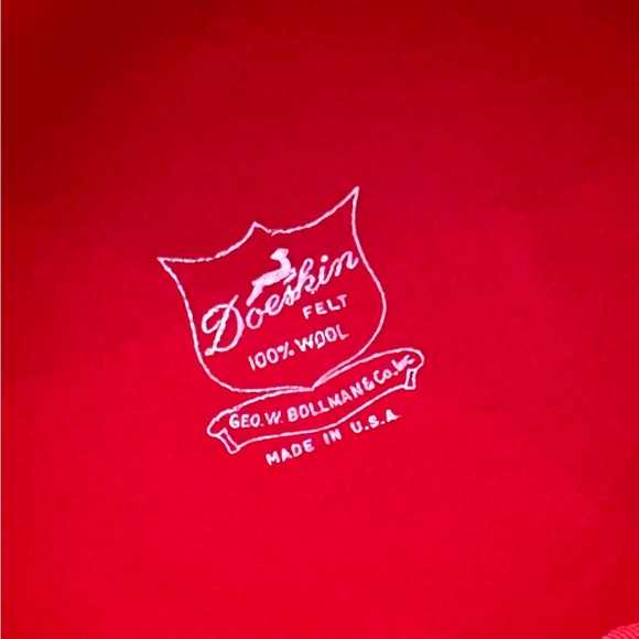 🌟HP🌟VTG 1960s-70s Red Doeskin Felt 100% Wool by Bollman Hat for Miss Bierner - Picture 9 of 10